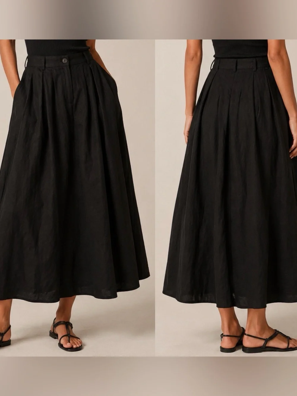 Mara Hoffman black tulay midi pleated skirt - Picture 1 of 5